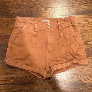 PAIGE High-Waisted Tan Shorts